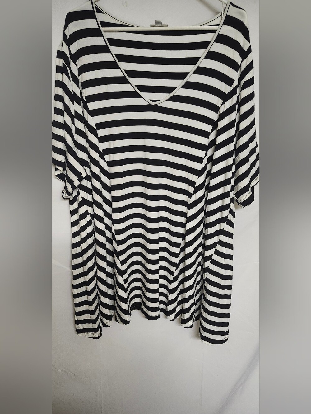 Avenue Black and White Striped V-Neck Tunic